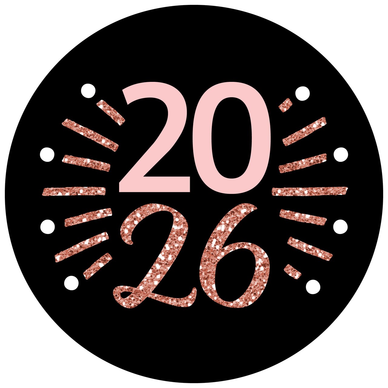 Big Dot of Happiness Rose Gold Happy New Year - 2026 New Year's Eve Party Circle Sticker Labels - 24 Count